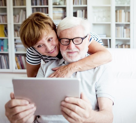 A couple using a tablet